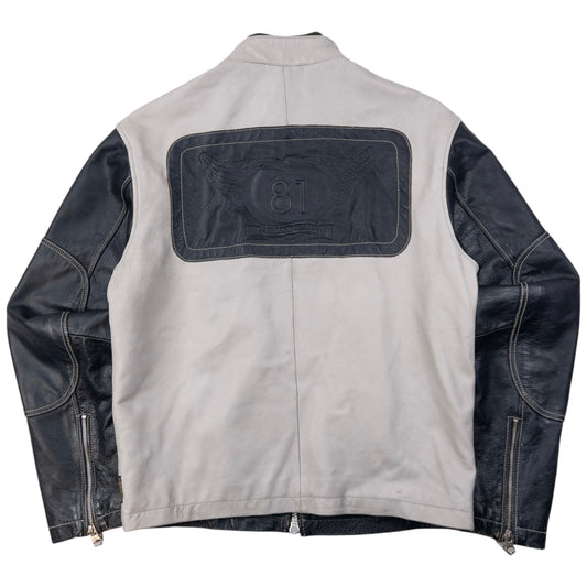 Vintage Armani Jeans Embossed Leather Biker Jacket Size M