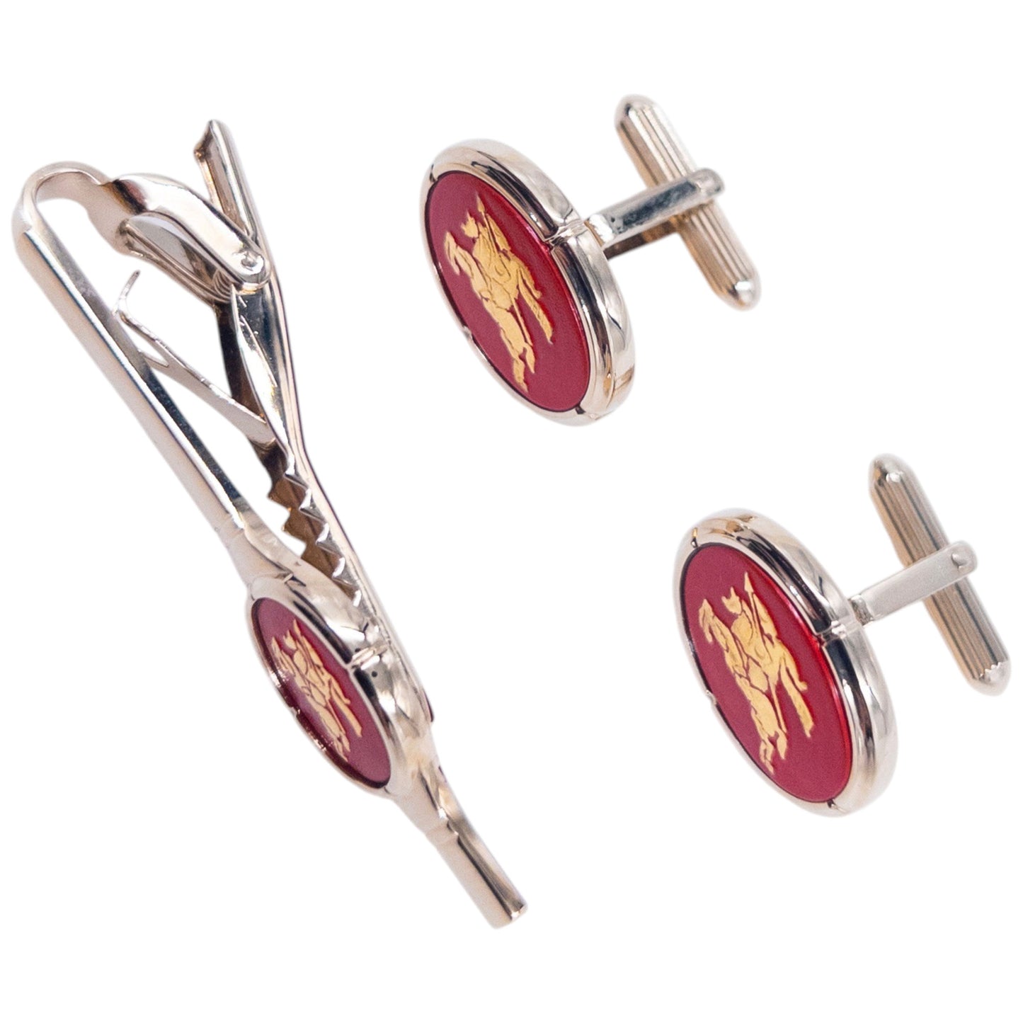 Vintage 90s Burberry Cufflinks & Tie Clip Set