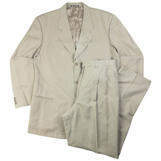 Vintage Giorgio Armani Le Collezioni Linen Jacket & Trousers Suit Set Size L