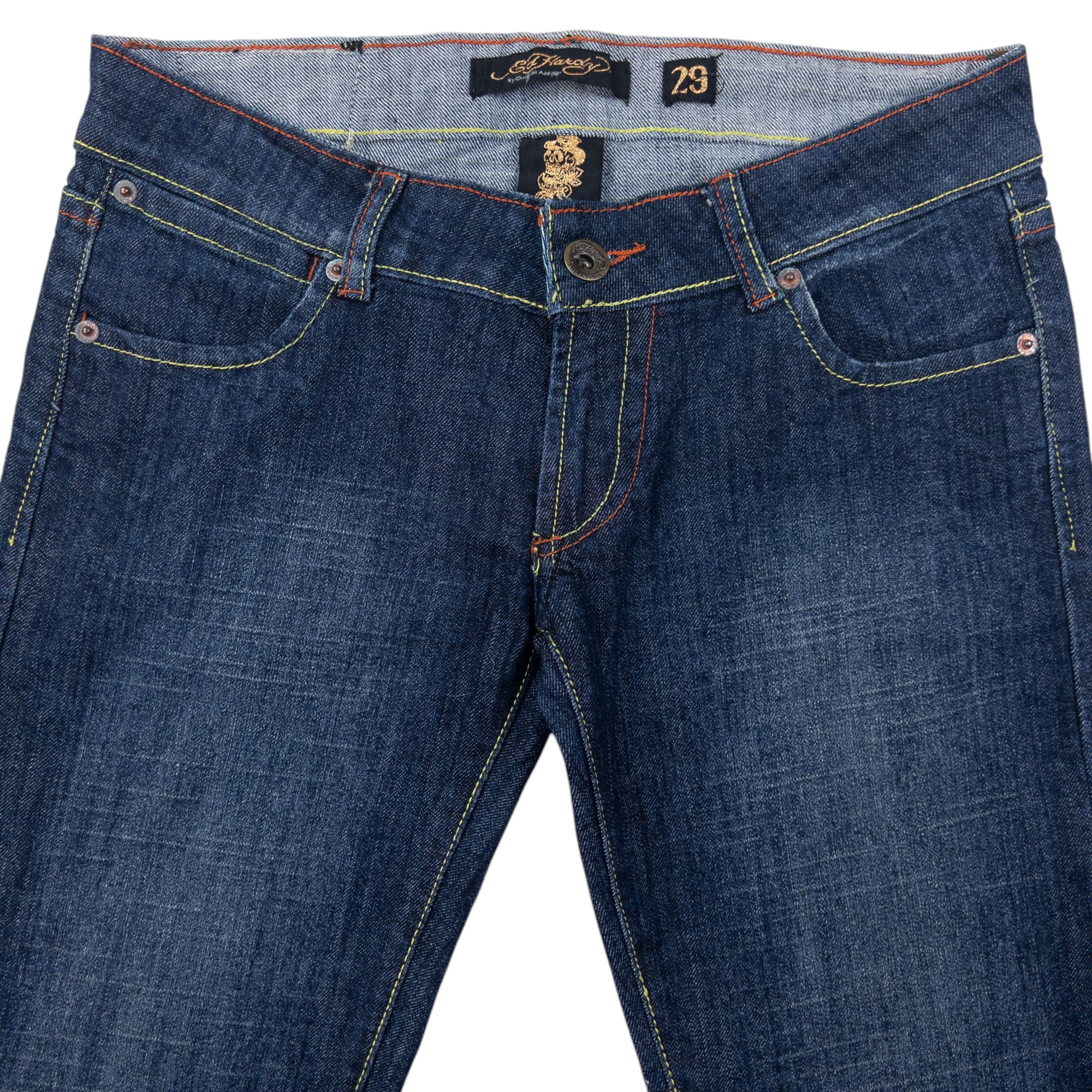 Vintage 2000s Ed Hardy Embroidered Skull Low Rise Denim Jeans Size W31