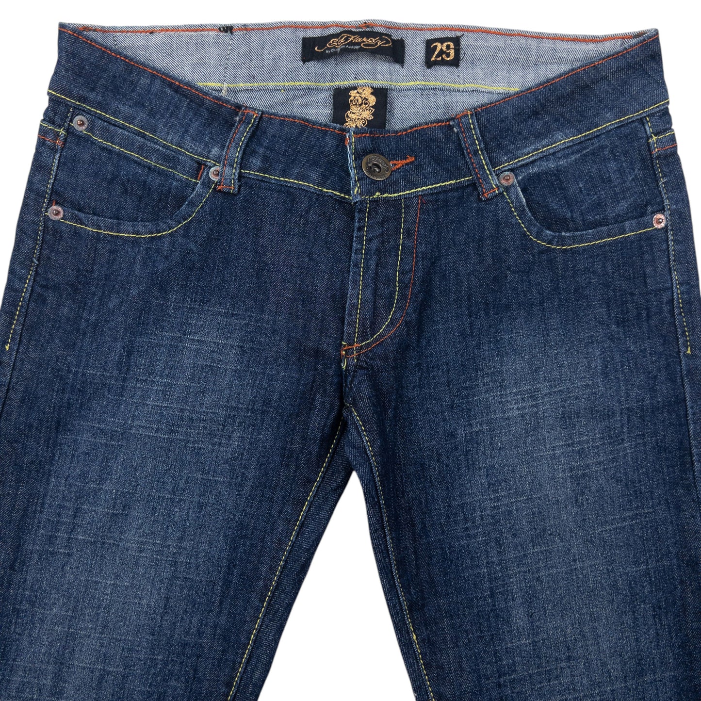 Vintage 2000s Ed Hardy Embroidered Skull Low Rise Denim Jeans Size W31