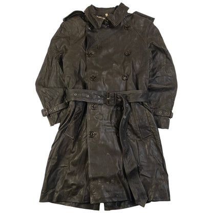 Vintage Burberry Nova Check Lined Belt Waist Leather Trench Jacket Size M