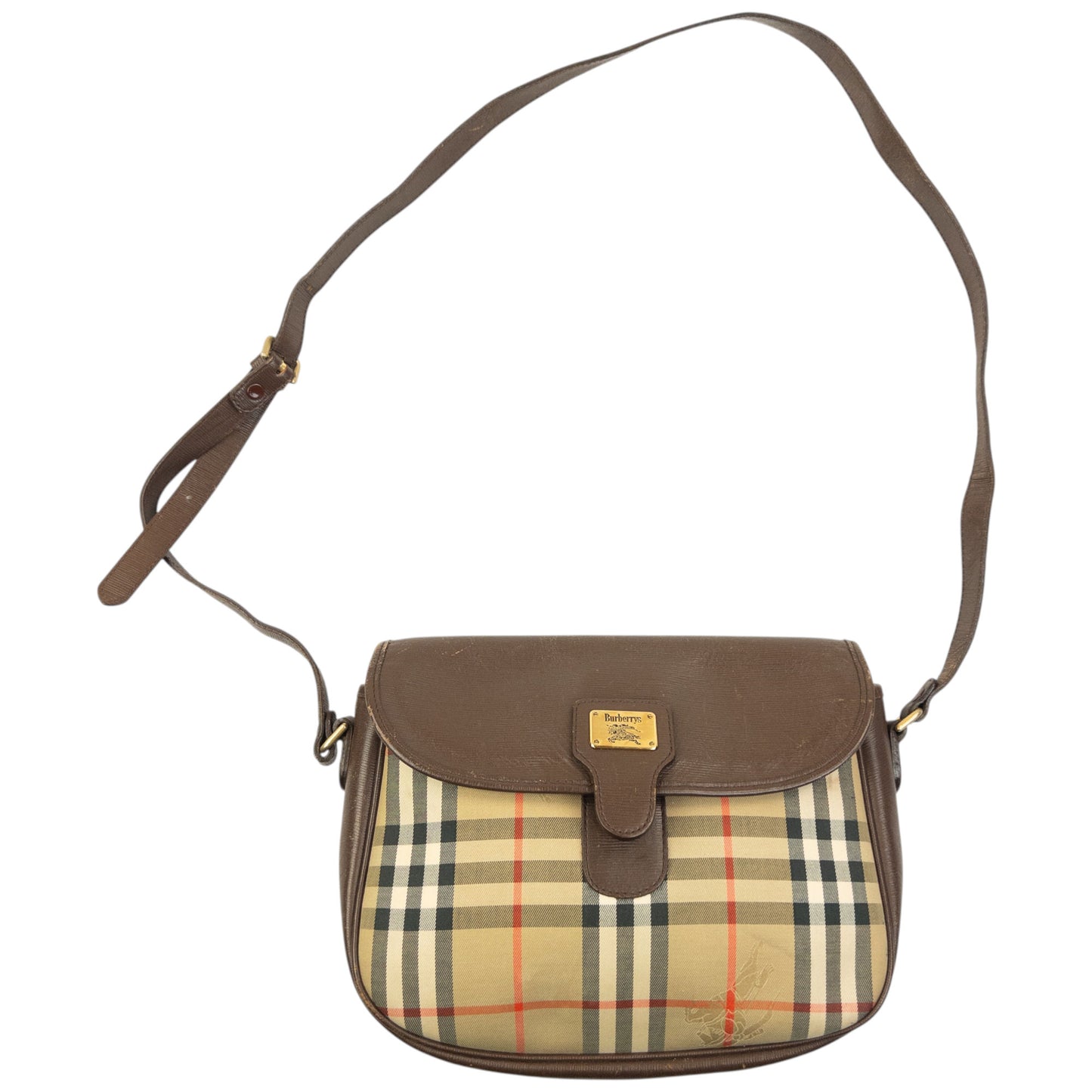 Vintage 90s Burberry Nova Check Leather Crossbody Bag
