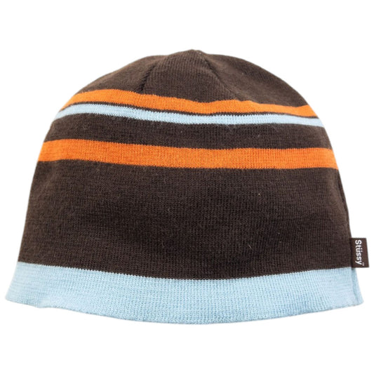 Vintage 2000s Stussy Striped Beanie Hat