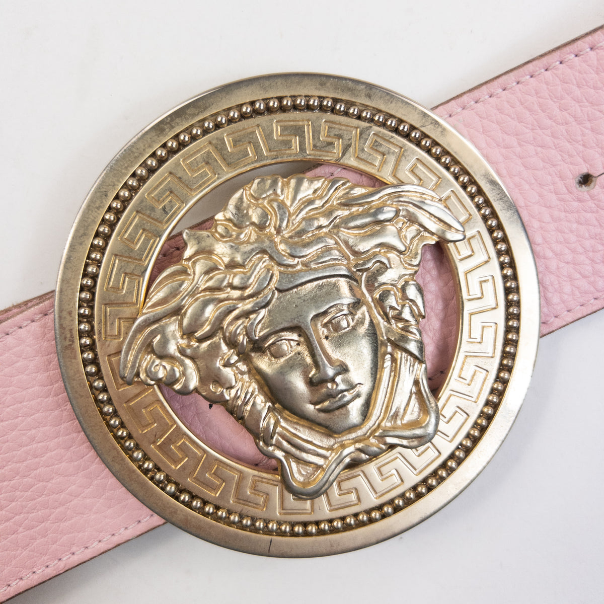 Vintage 90s Versace Leather Belt in pink, photo 3