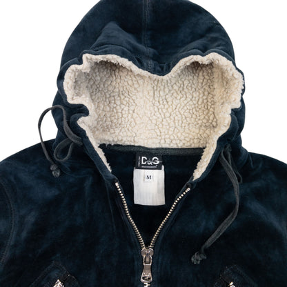 Vintage 2000s Dolce & Gabbana Velour Zip Up Hoodie Womens Size M