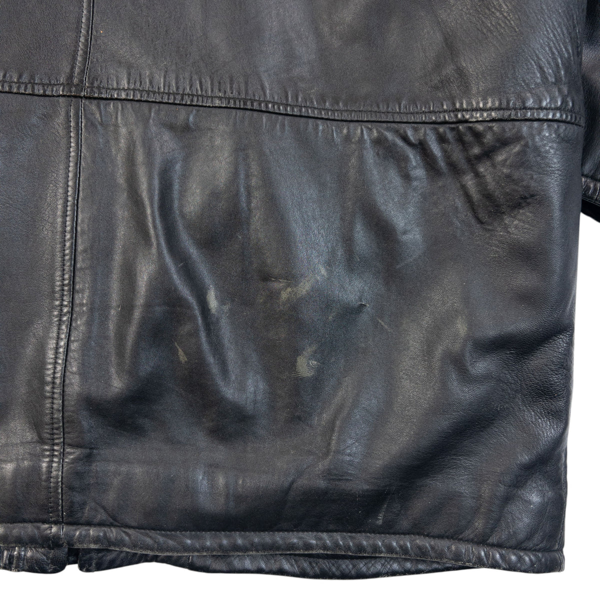 Vintage 90s Hugo Boss Zip Up Clasp Leather Jacket Size XXL