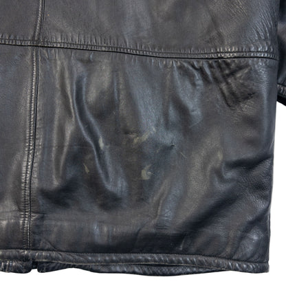 Vintage 90s Hugo Boss Zip Up Clasp Leather Jacket Size XXL
