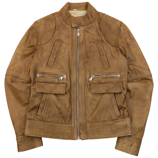 Vintage 2000s Dolce & Gabbana Zip Up Leather Jacket Size S