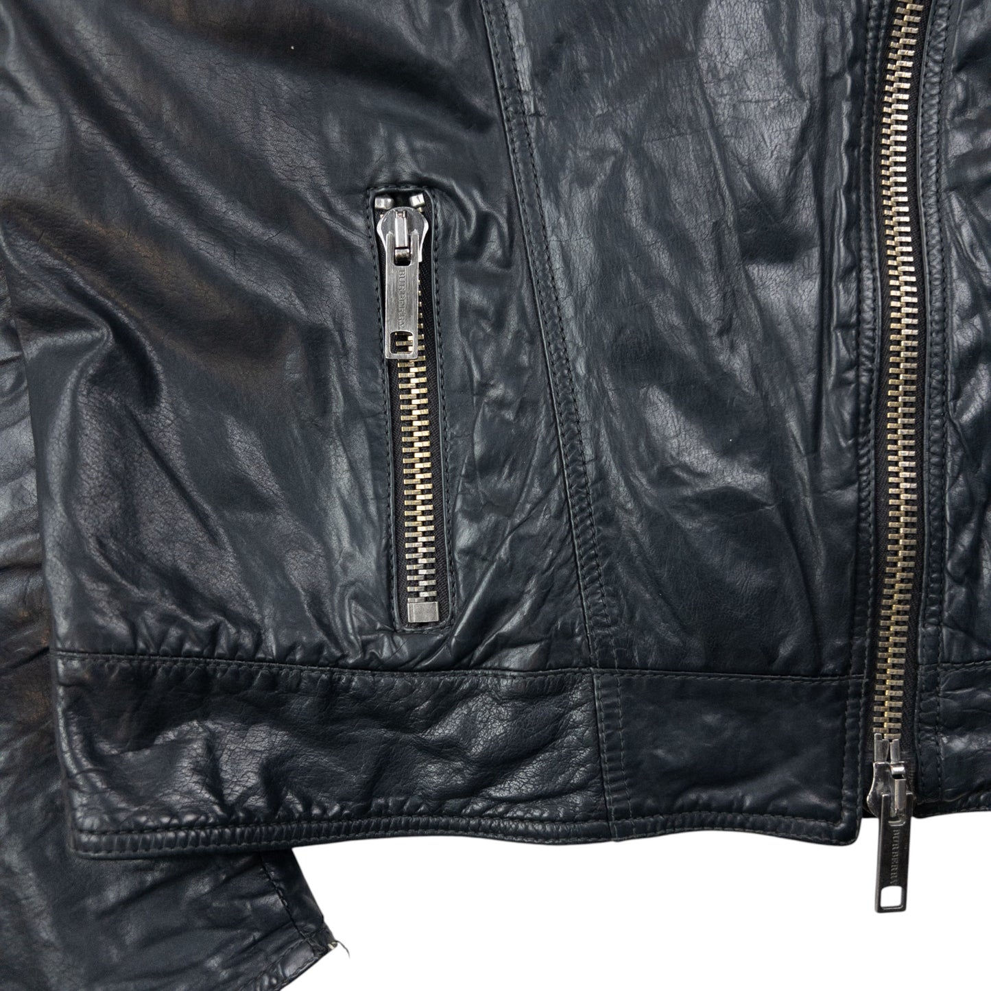 Vintage Burberry Brit Cropped Leather Jacket Womens Size M