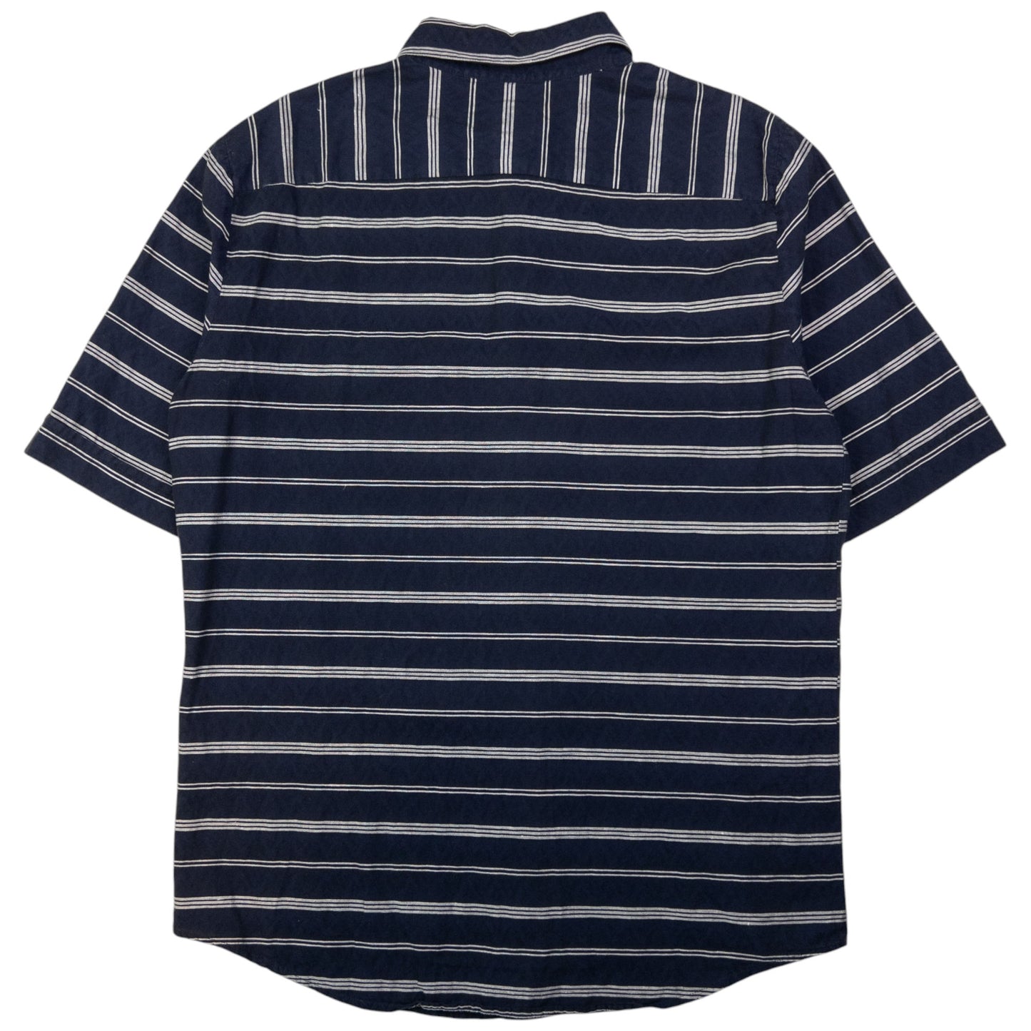 Vintage Armani Jeans Striped Short Sleeve Button Up Shirt Size M