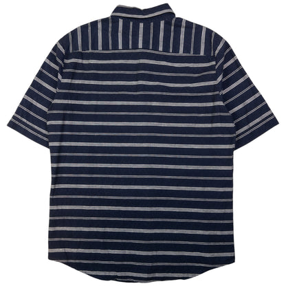 Vintage Armani Jeans Striped Short Sleeve Button Up Shirt Size M