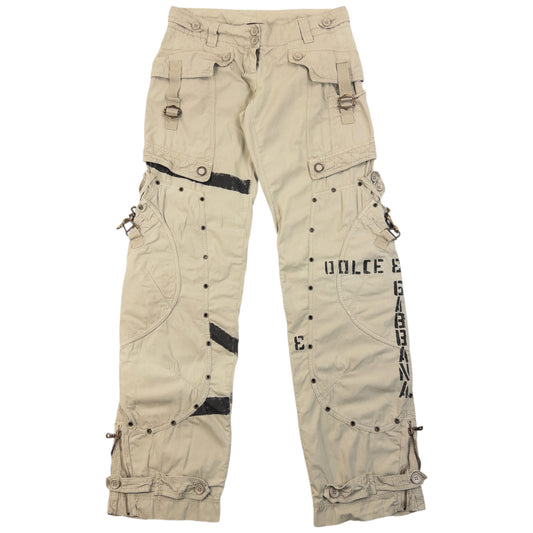 Vintage 2004 Dolce & Gabbana Bondage Flight Cargo Trousers Womens Size W30