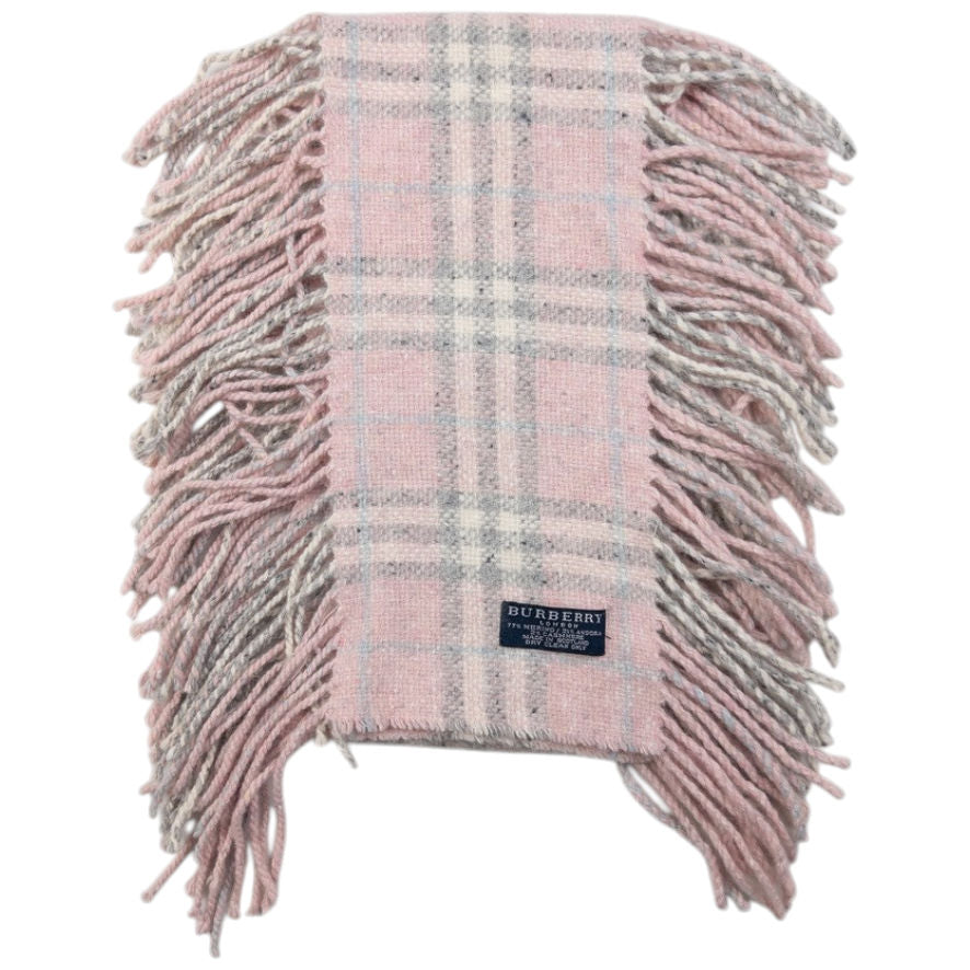 Vintage Burberry Nova Check Tassel Trim Knit Scarf