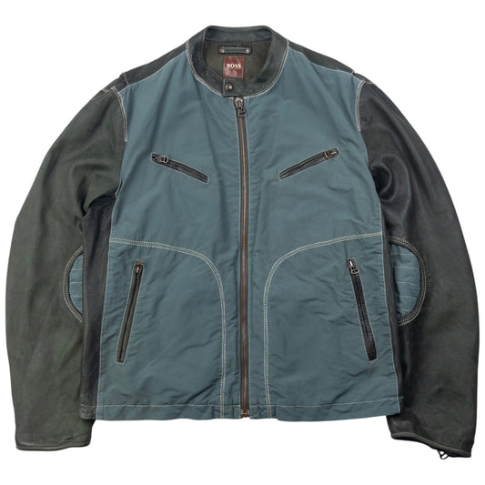 Vintage Hugo Boss Zip Up Leather Jacket Size L