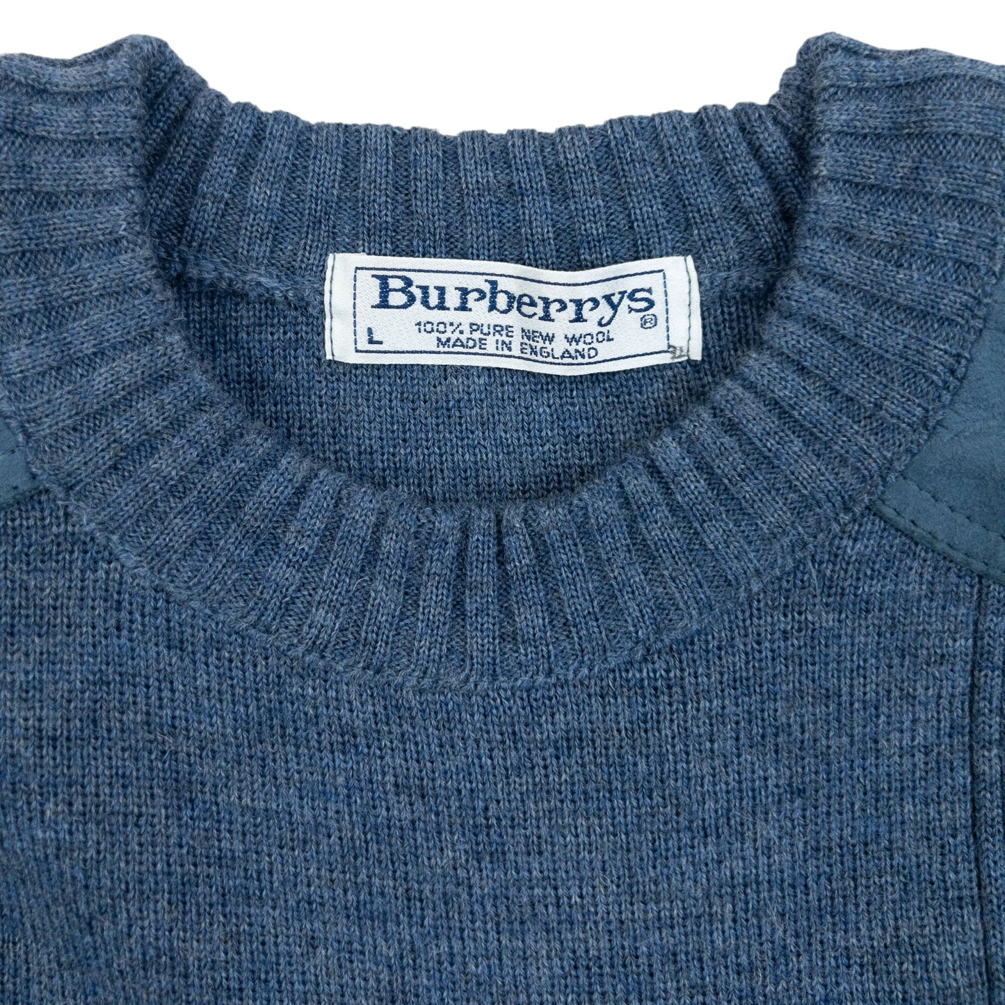 Vintage 90s Burberry Suede Patch Wool Jumper Size M