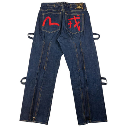 Vintage Evisu Zip Bondage Embroidered Gull Japanese Denim Jeans Size W32