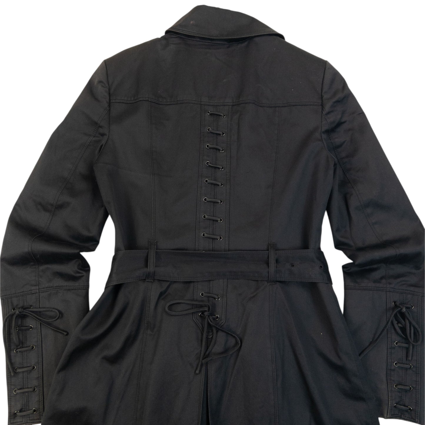 Vintage 2000s Burberry Belt Waist Lace-Up Trench Jacket Womens Size XS