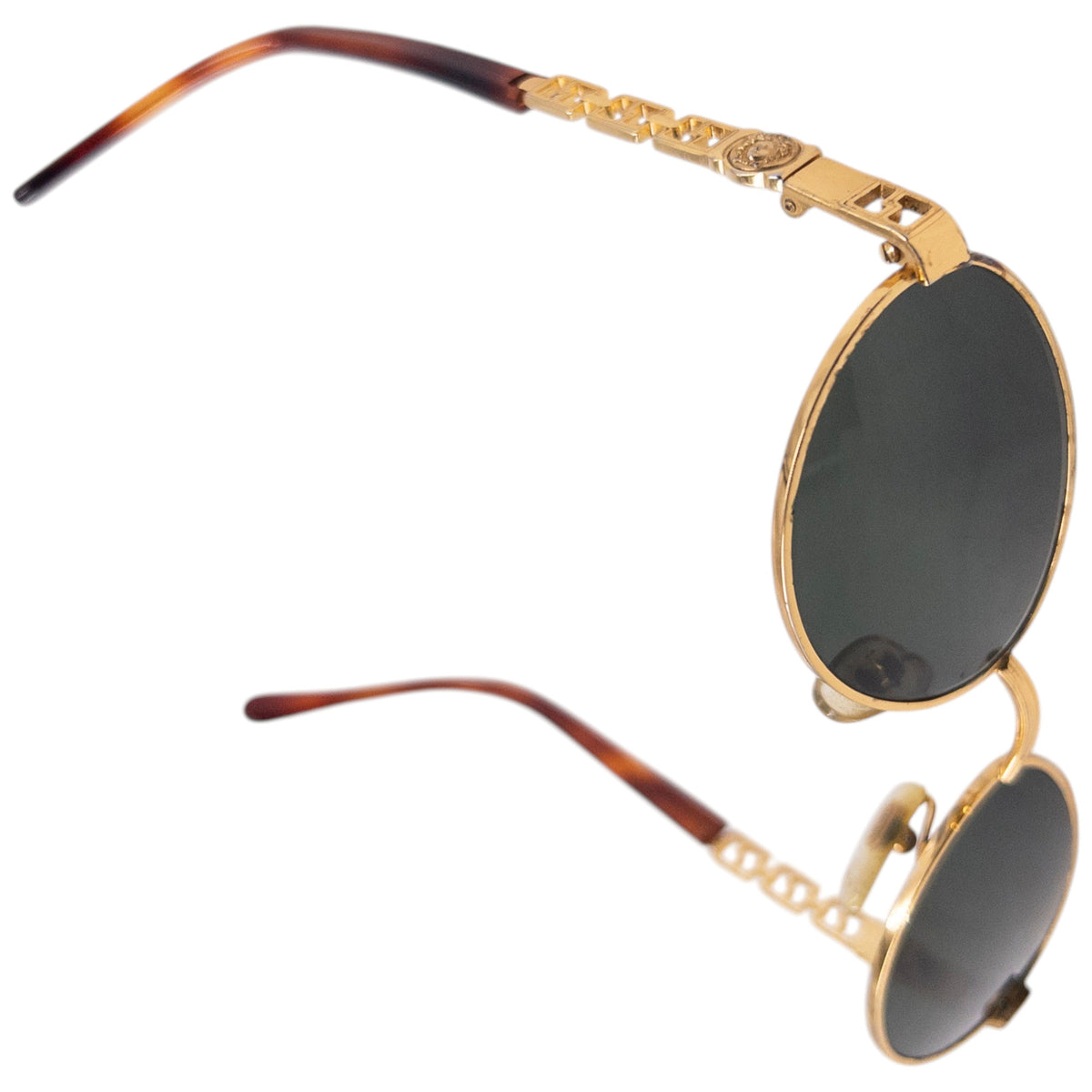 Vintage 90s Gianni Versace Embossed Tortoise Shell Sunglasses