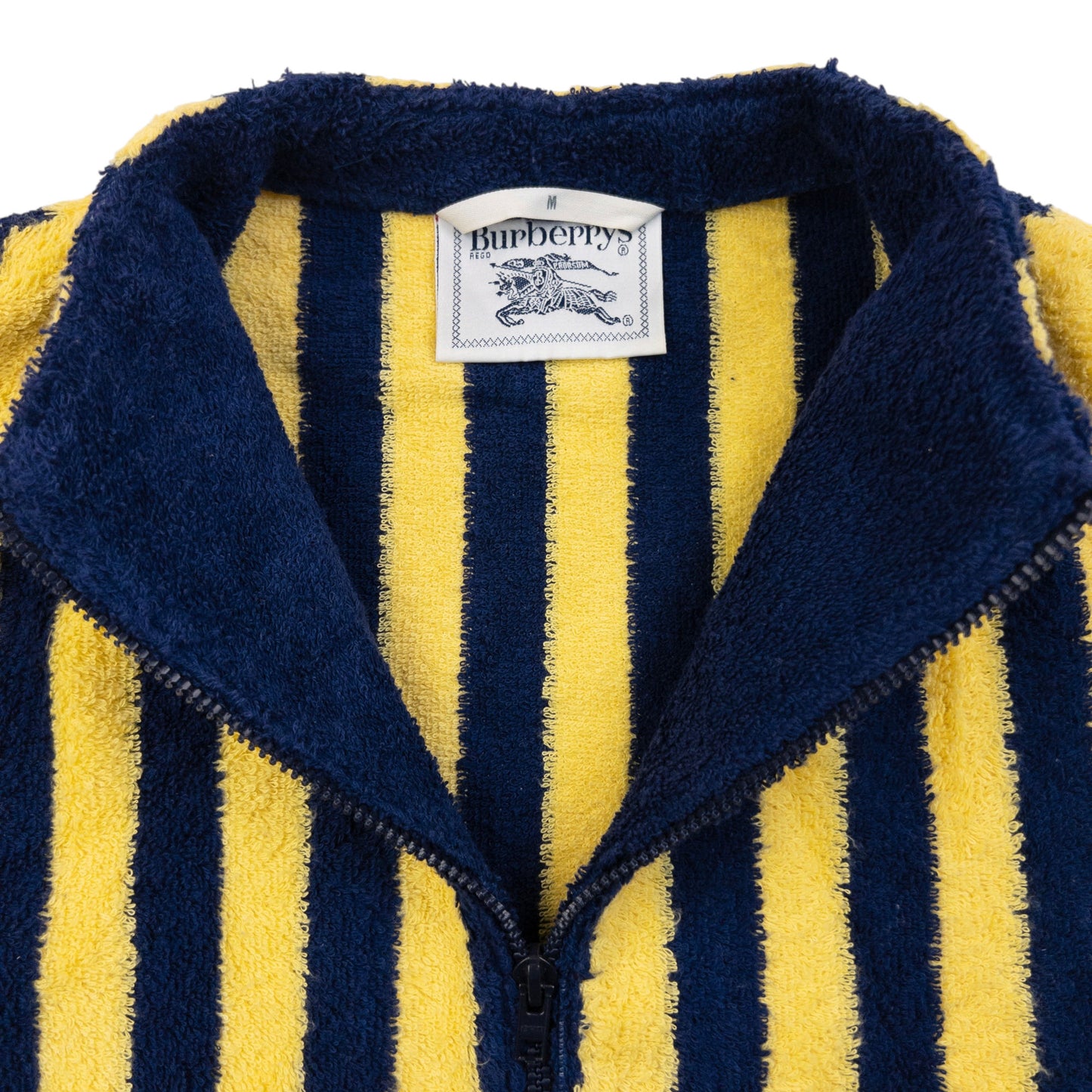 Vintage 90s Burberry Striped Terry Cloth Zip Up Jacket Size L
