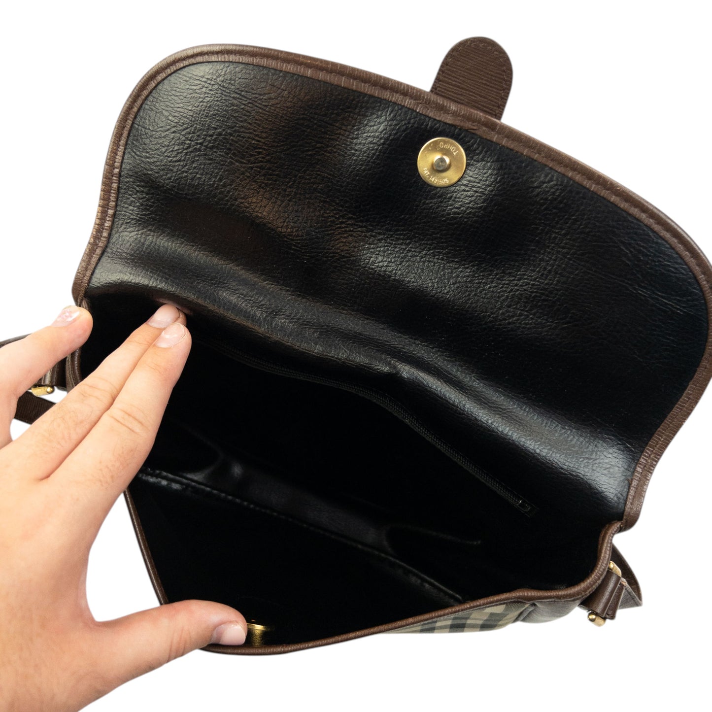Vintage 90s Burberry Nova Check Leather Crossbody Bag