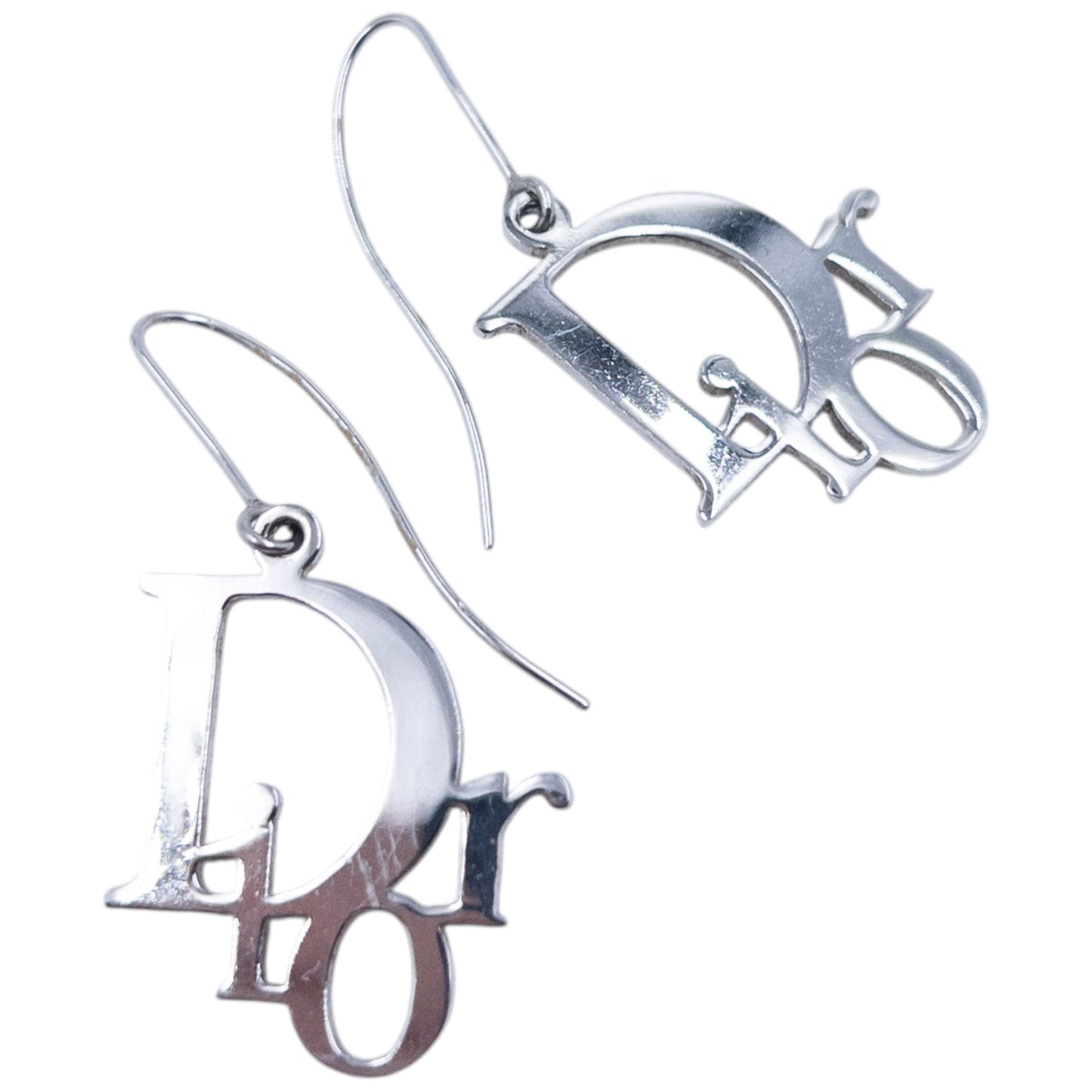 Vintage 2000s Dior By John Galliano Silver Logo Earrings