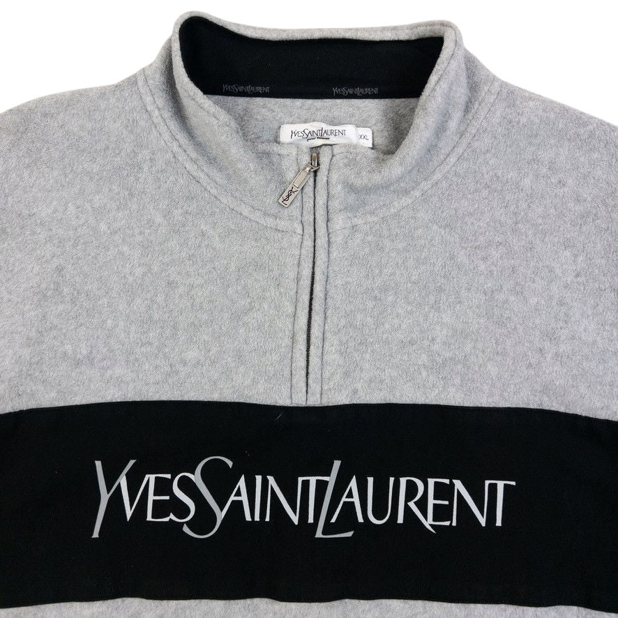 Vintage 2000s YSL Yves Saint Laurent Q Zip Fleece Sweatshirt in grey, photo 3