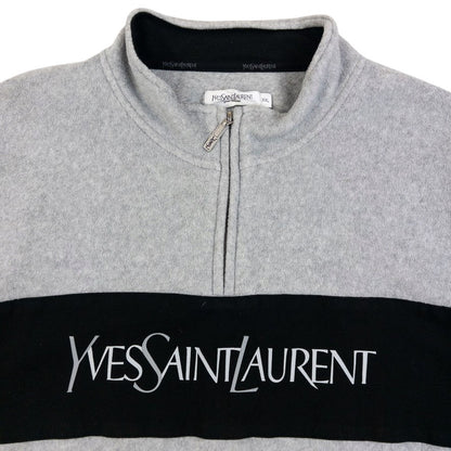 Vintage 2000s YSL Yves Saint Laurent Q Zip Fleece Sweatshirt in grey, photo 3