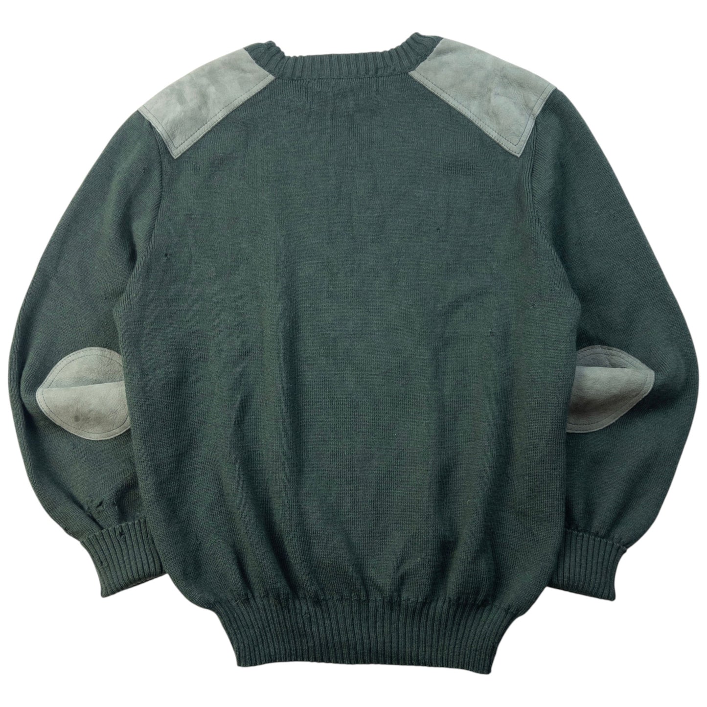 Vintage 90s Burberry Suede Patch Wool Jumper Size S