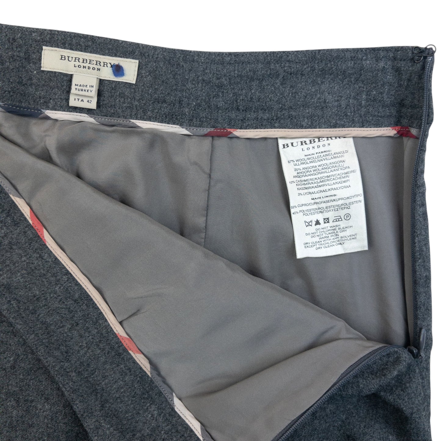 Vintage Burberry Wool Skirt Womens Size W30