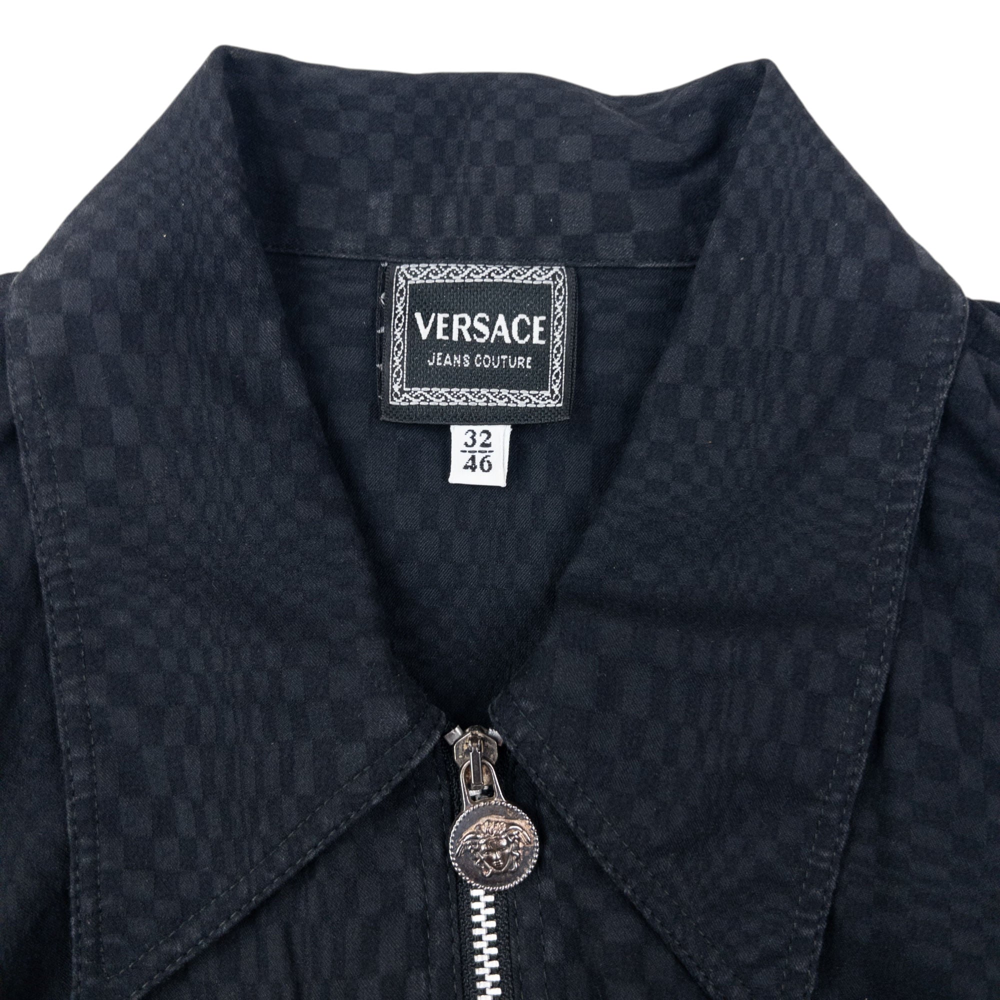 Vintage 90s Versace Jeans Couture Full Zip Collar Dress Womens Size M