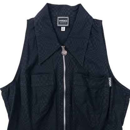 Vintage 90s Versace Jeans Couture Full Zip Collar Dress Womens Size M