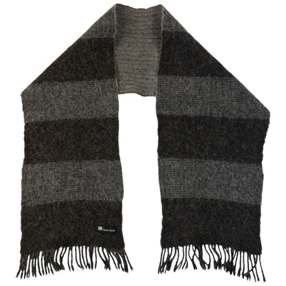 Vintage 2000s Issey Miyake Striped Wool Tassel Scarf