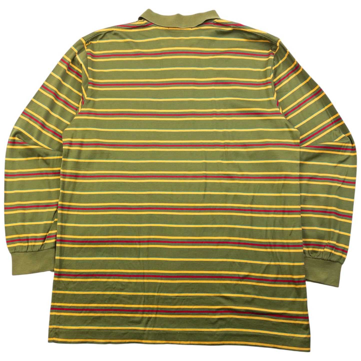 Vintage 80s YSL Yves Saint Laurent Striped Long Sleeve Polo Shirt Size M