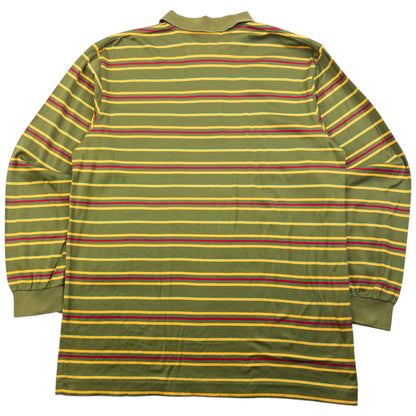 Vintage 80s YSL Yves Saint Laurent Striped Long Sleeve Polo Shirt Size M