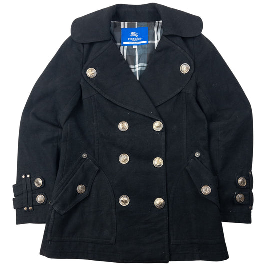 Vintage 2000s Burberry Blue Label Nova Check Lined Peacoat Jacket Womens Size M