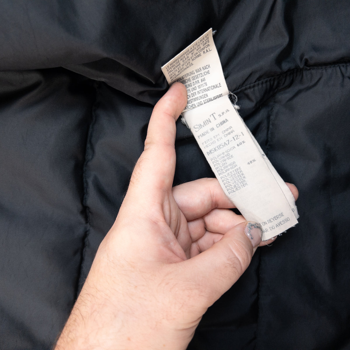 Vintage 90s Armani Jeans Button Up Puffer Jacket in black, photo 6