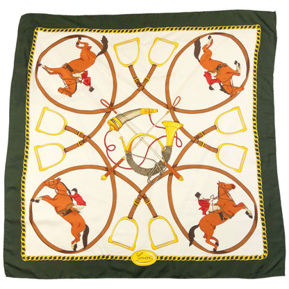 Vintage 90s Gucci Equestrian Horse Bit Print Silk Scarf