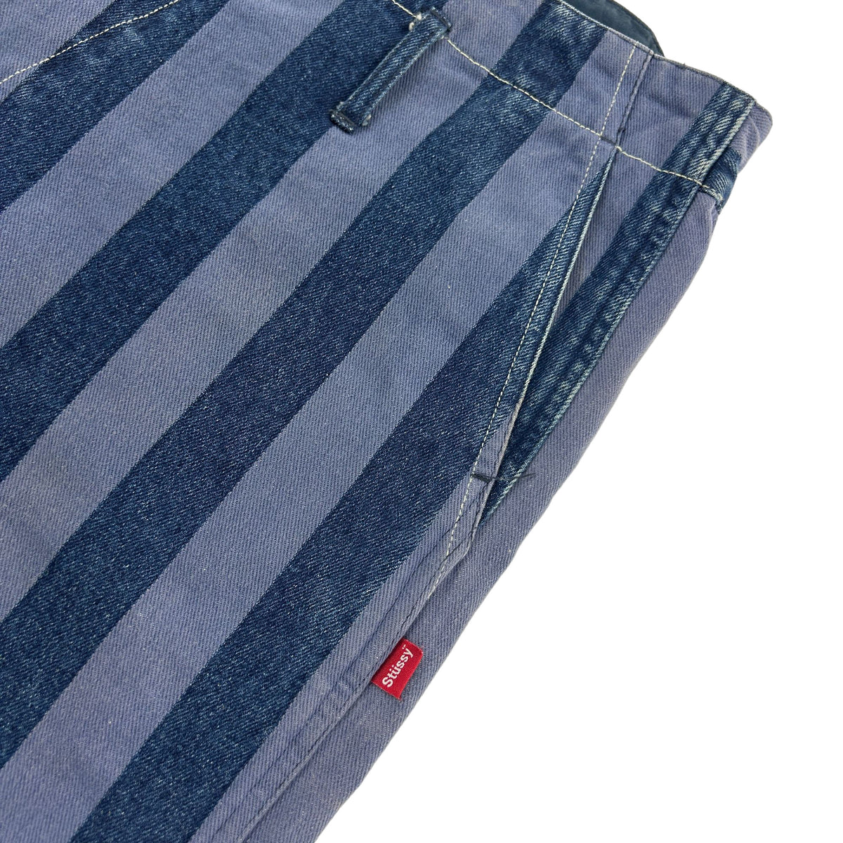 Vintage Stussy Striped Denim Shorts Size W37