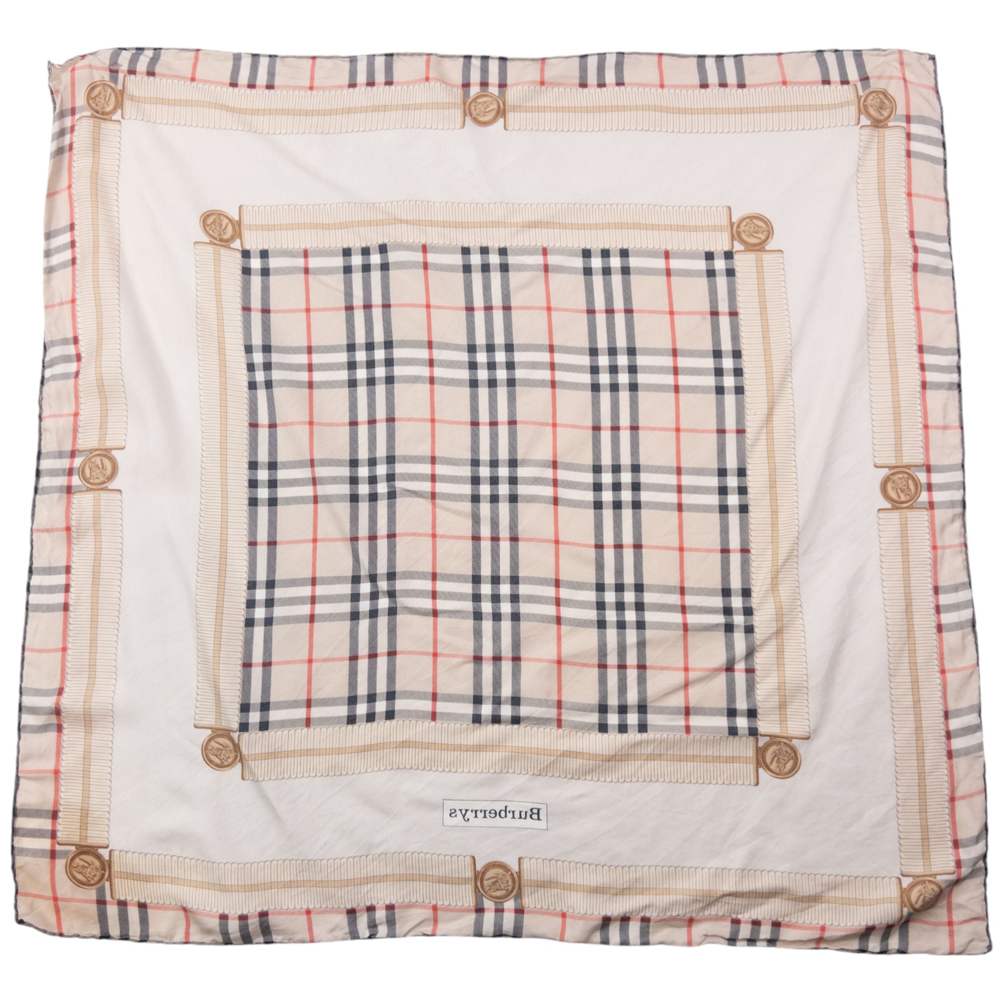 Vintage 90s Burberry Nova Check Silk Scarf