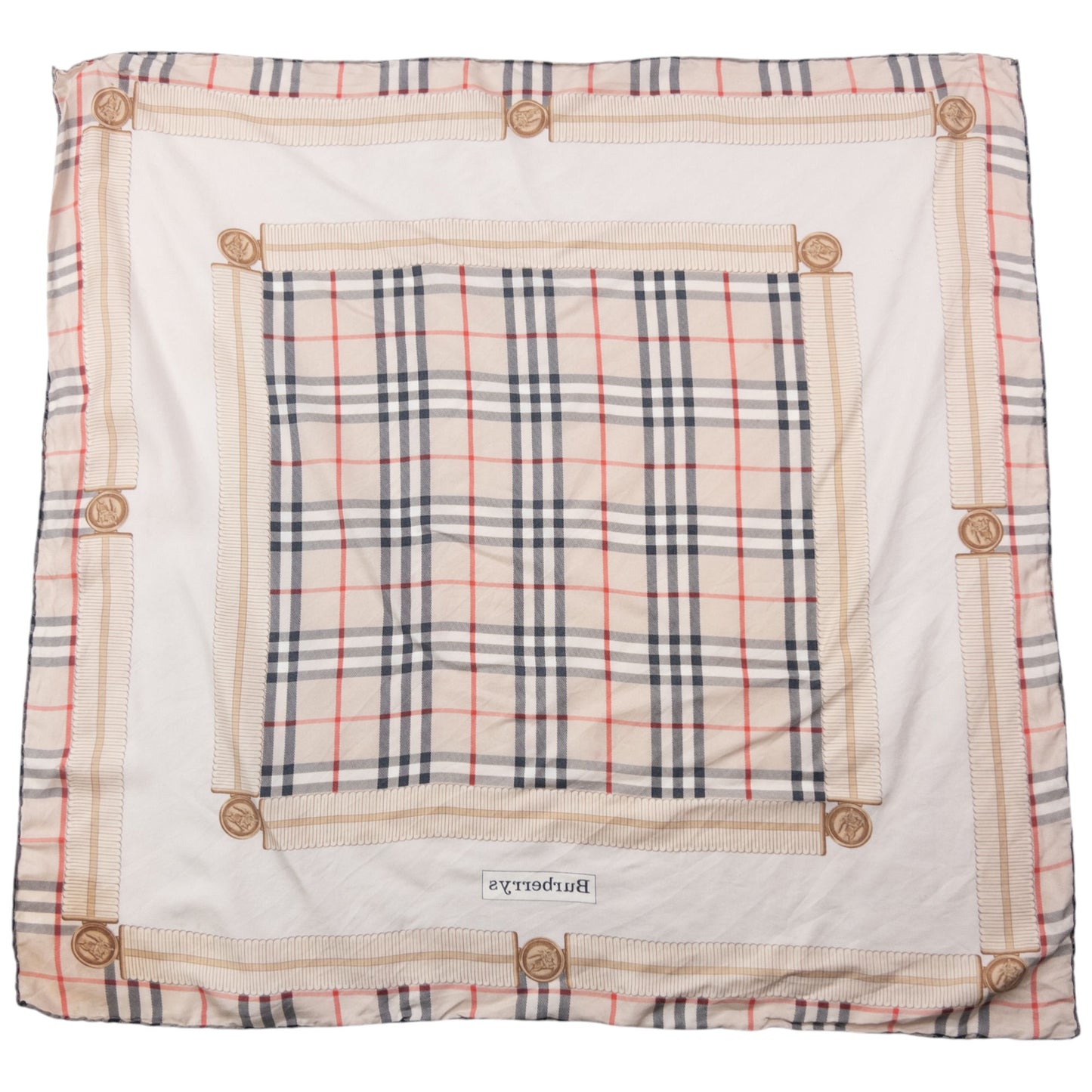 Vintage 90s Burberry Nova Check Silk Scarf