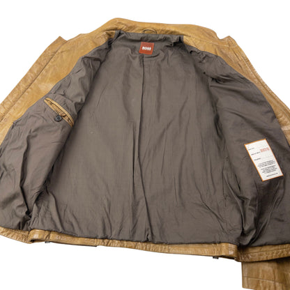 Vintage 2000s Hugo Boss Zip Up Leather Jacket Size S