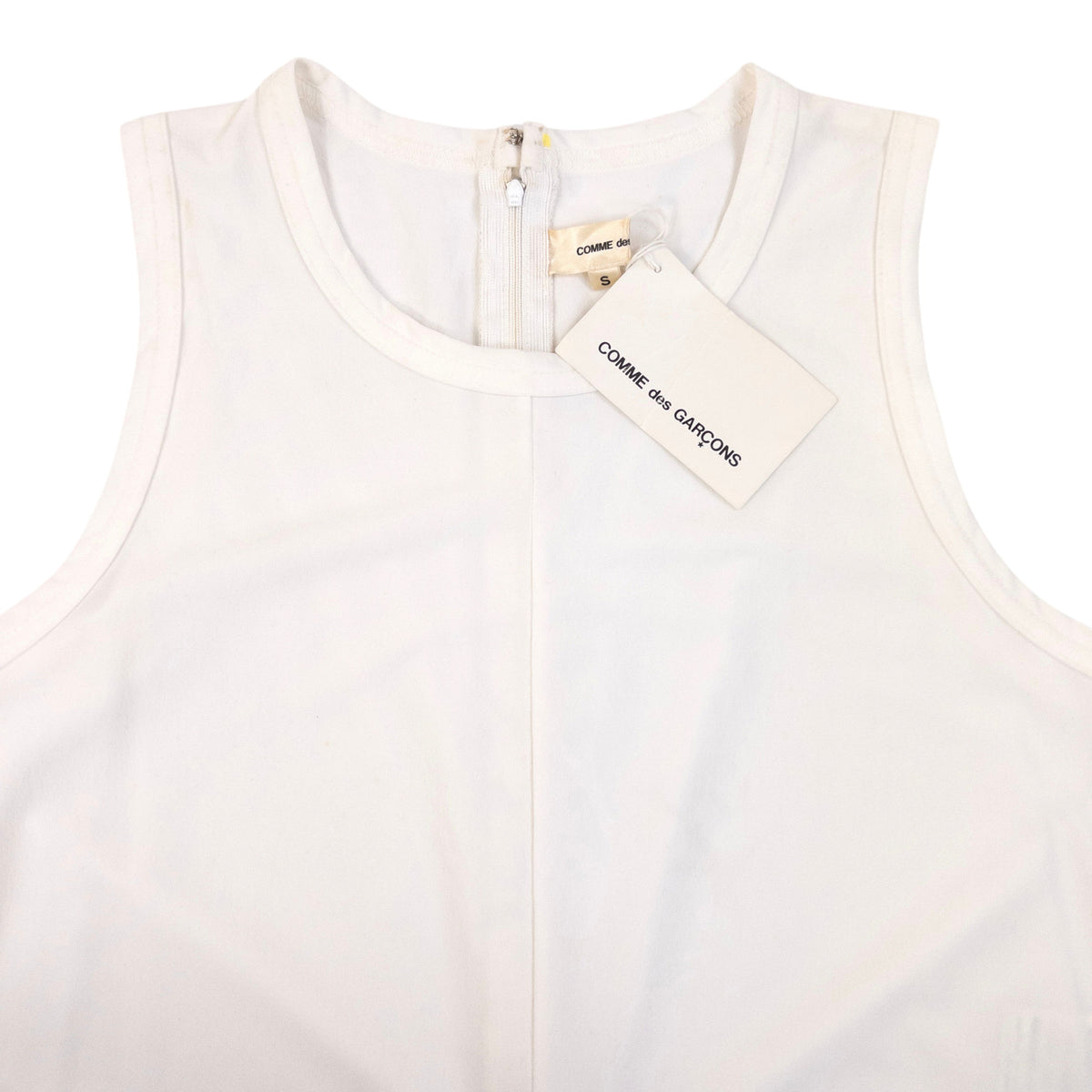 Vintage 1990 Comme Des Garçons Sleeveless Cropped Jumpsuit in white (polyester), photo 4