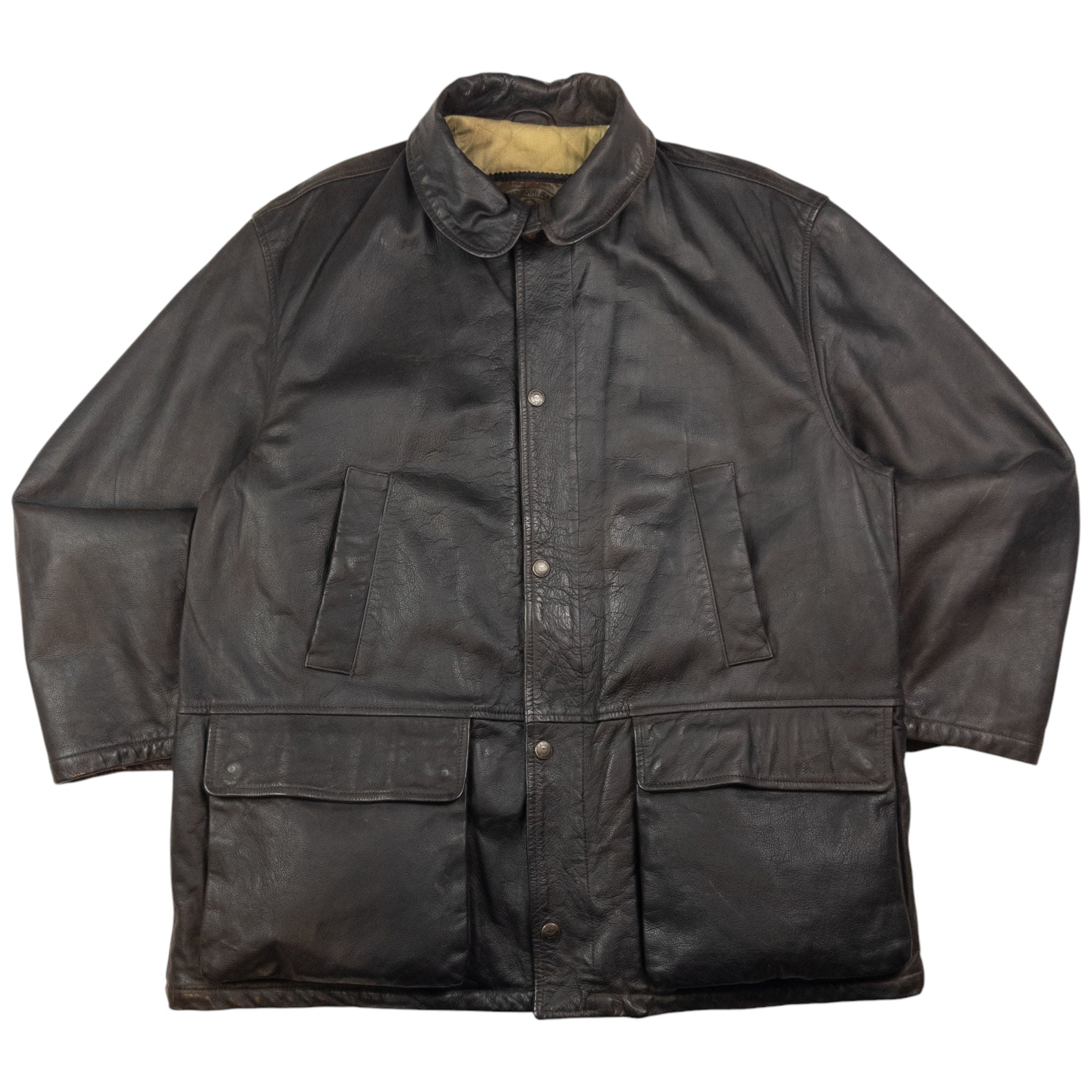 Vintage Armani Jeans Zip Up Leather Jacket Size XL