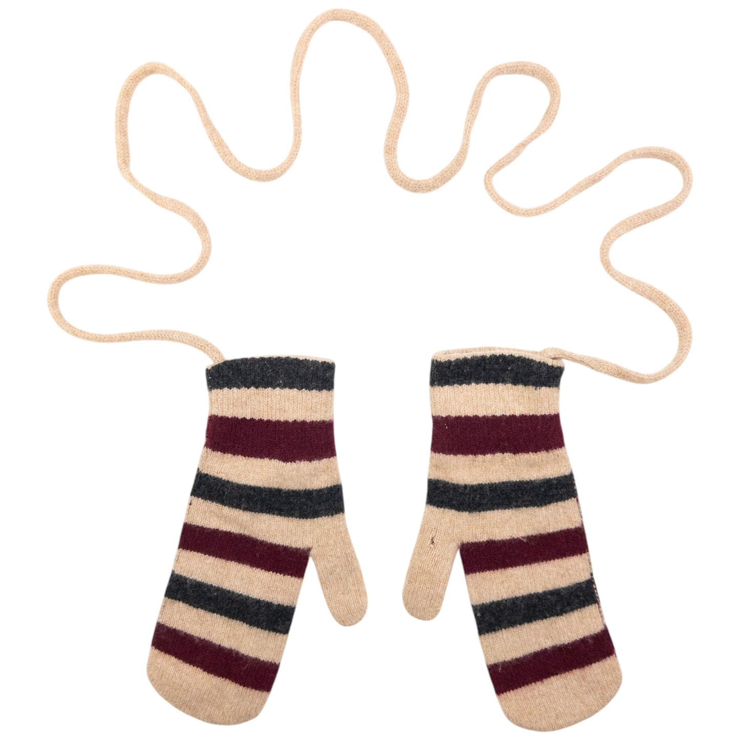 Vintage Burberry Striped Wool Mittens