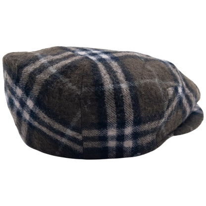 Vintage 80s Burberry Nova Check Wool Flat-Cap Hat