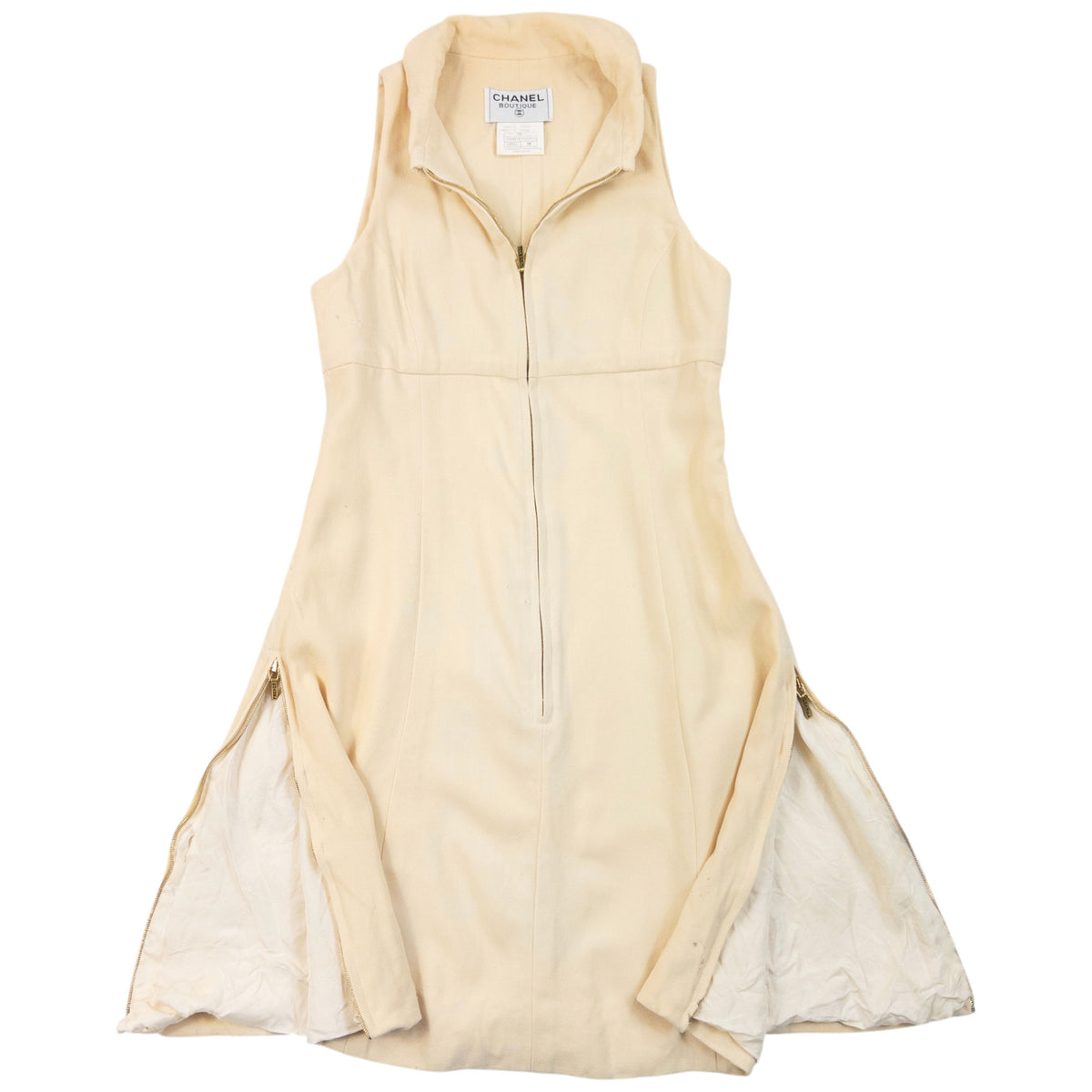 Vintage 1995 Chanel Wool & SIlk Sleeveless Dress in cream, photo 3