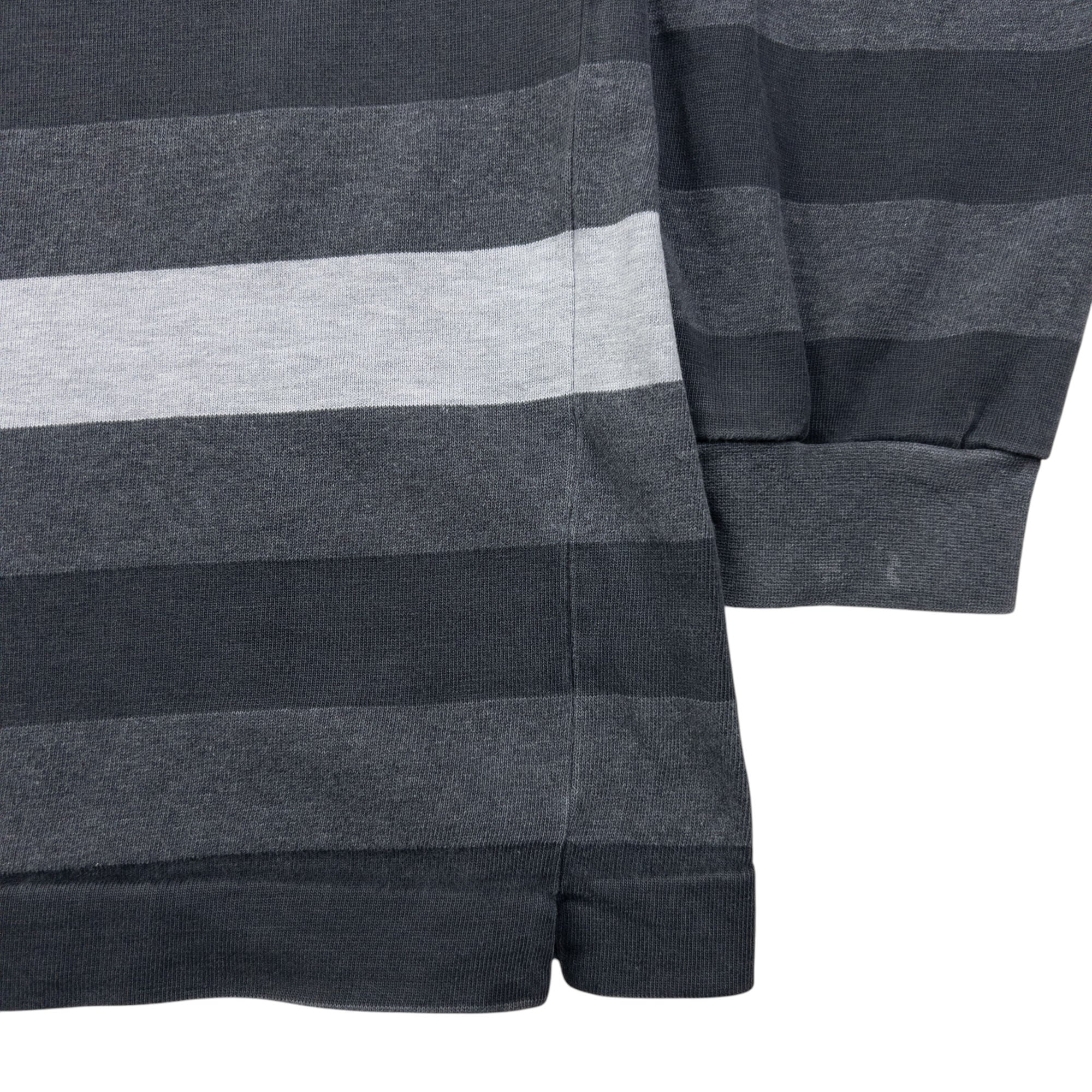 Vintage Burberry Striped Long Sleeve Polo Shirt Size M