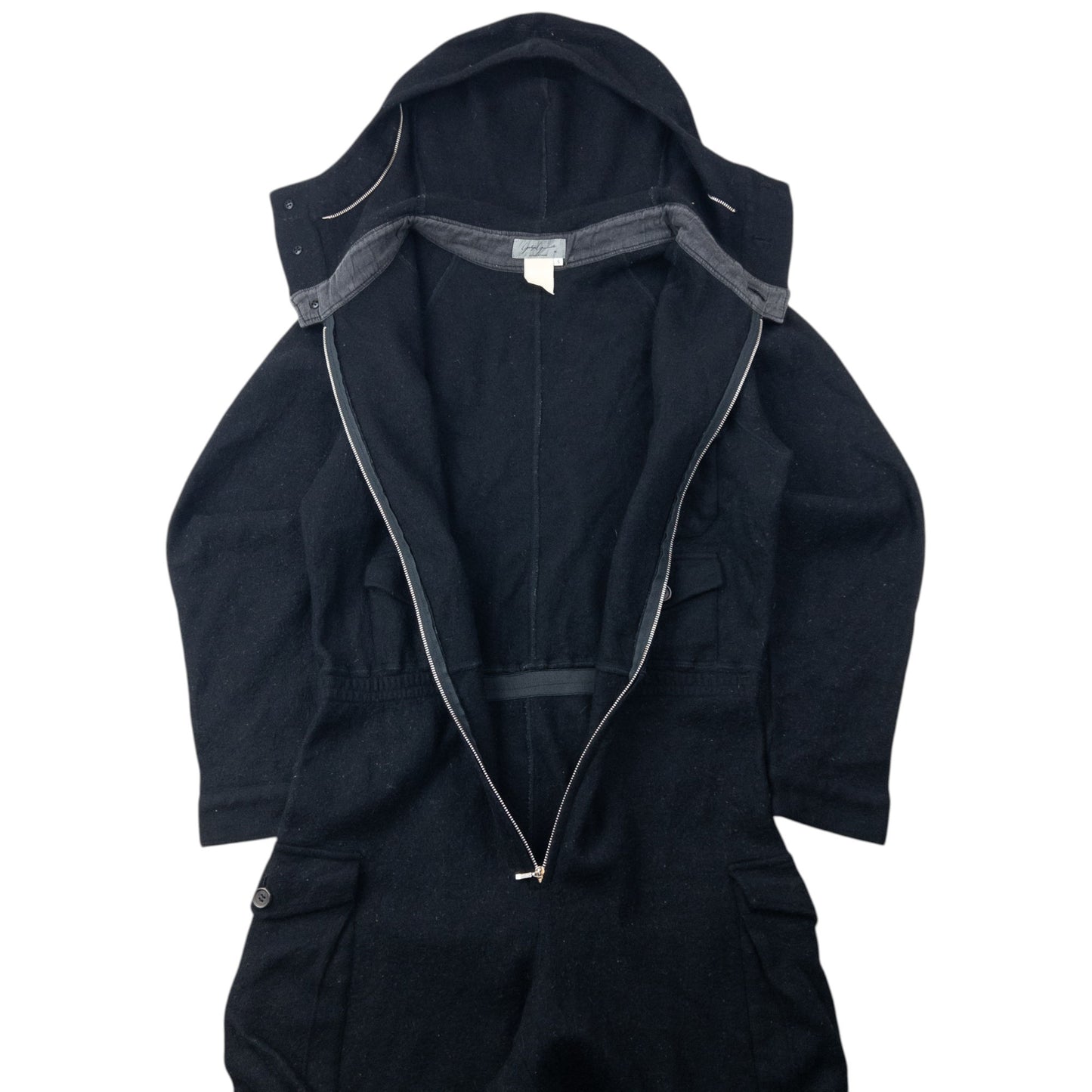 Vintage 90s Yohji Yamamoto Fleece Hooded Jumpsuit Size S