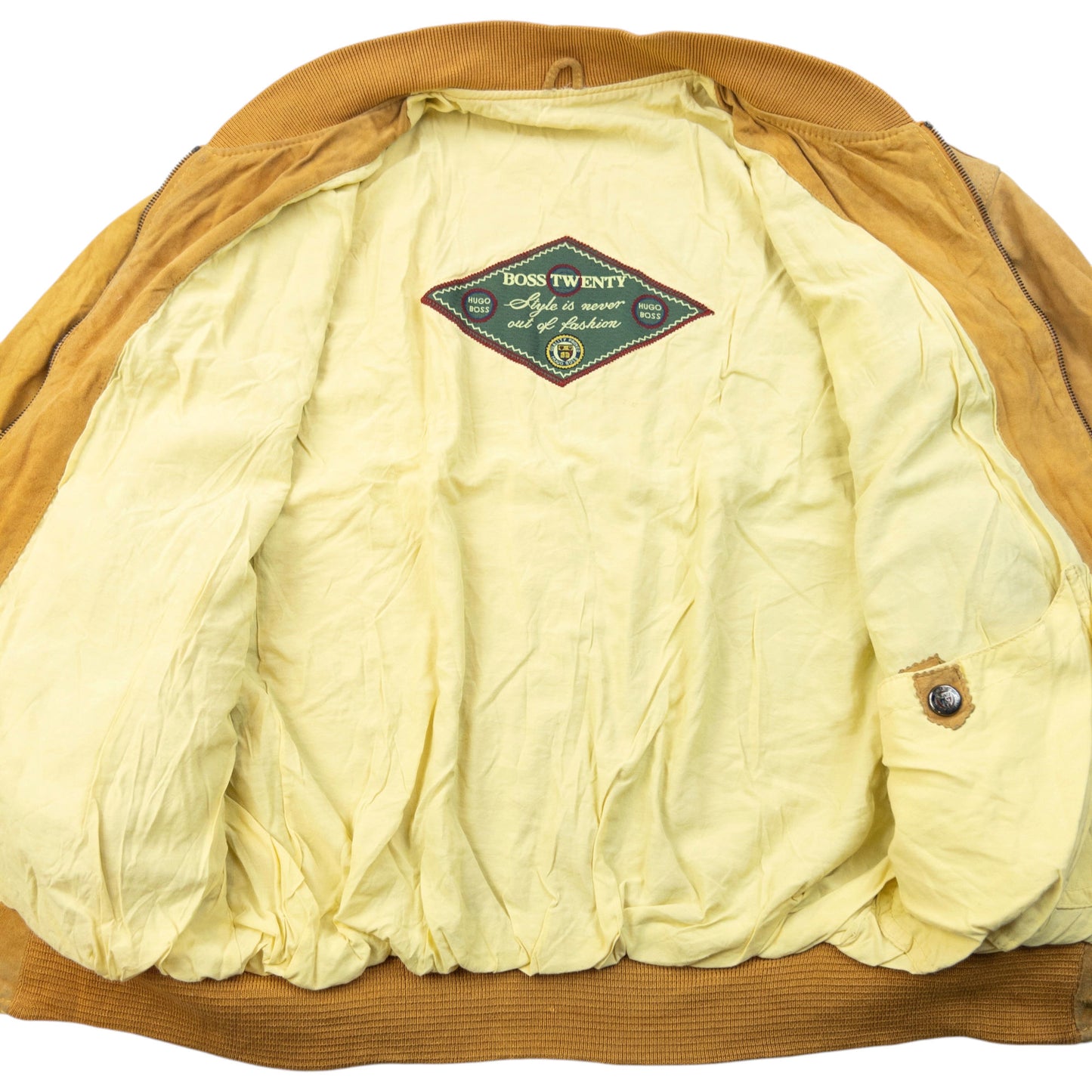 Vintage 90s Hugo Boss Zip Up Suede Bomber Jacket Size L